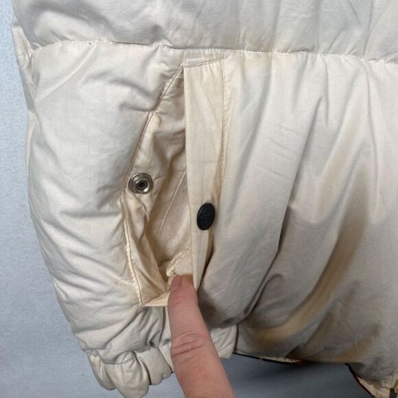 Vintage Excalibur Down Filled Reversible Bomber Jacket Ivory Plaid 80s 90s - Picture 8 of 16